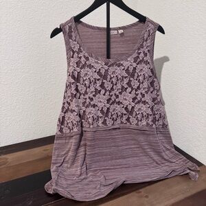 LOGO by Lori Goldstein Lace Tank Top in Lavender